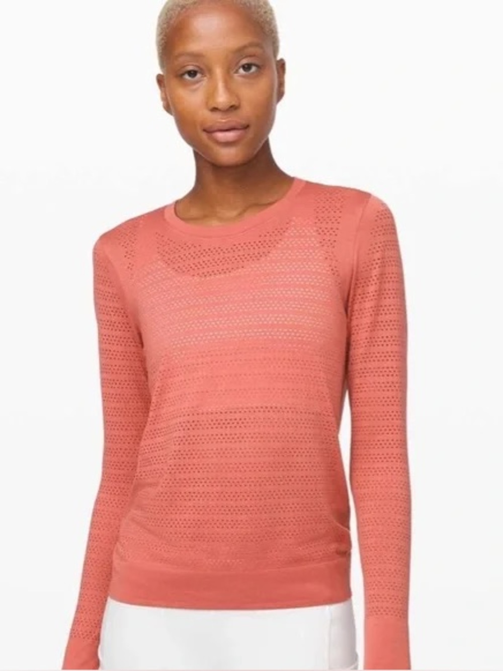 Lululemon Breeze Coral Knit Long Sleeve Top